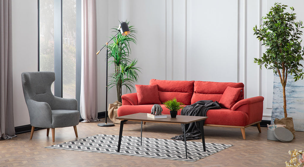 Milano Sofa Set - Red - Gray