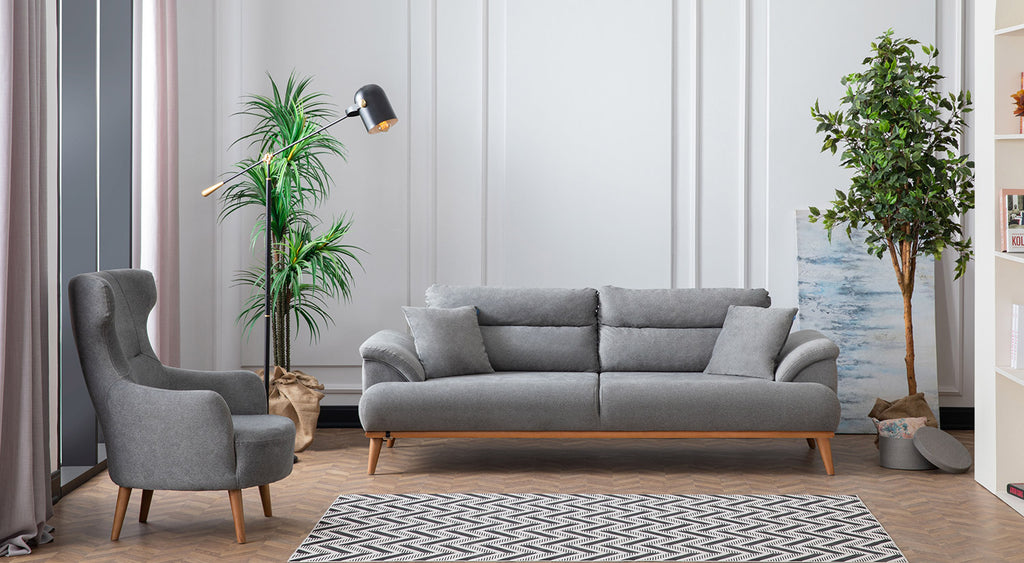 Milano Sofa Set - Red - Gray