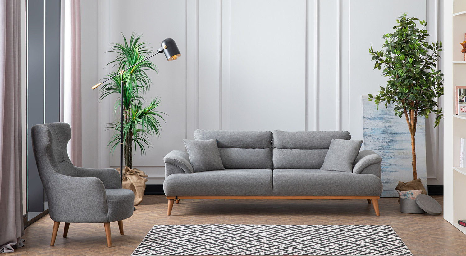 Milano Sofa Set - Red - Gray