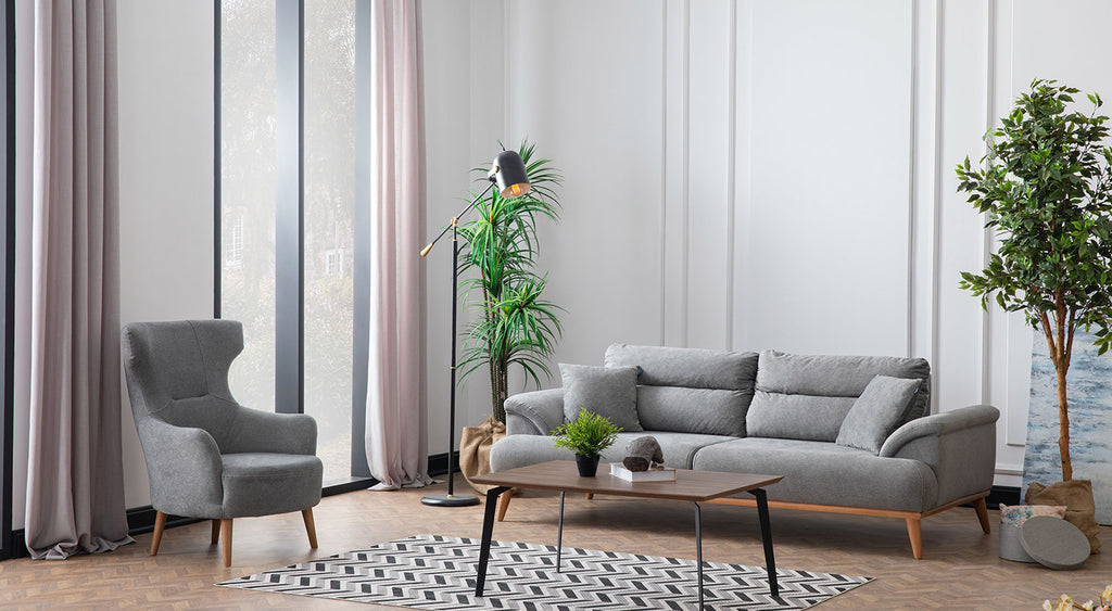 Milano Sofa Set - Red - Gray