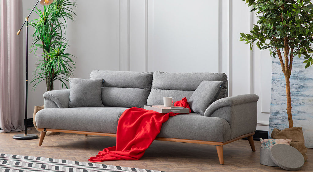 Milano Sofa Set - Red - Gray