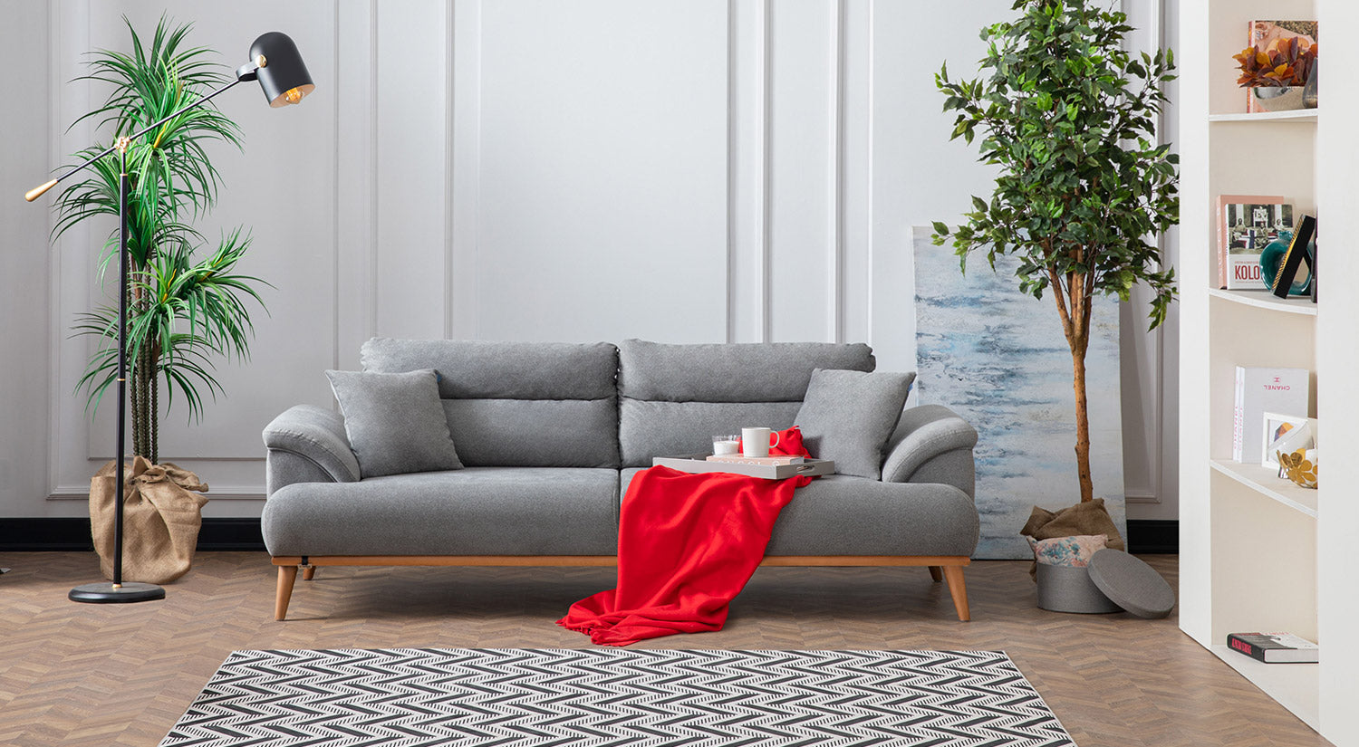 Milano Sofa Set - Red - Gray