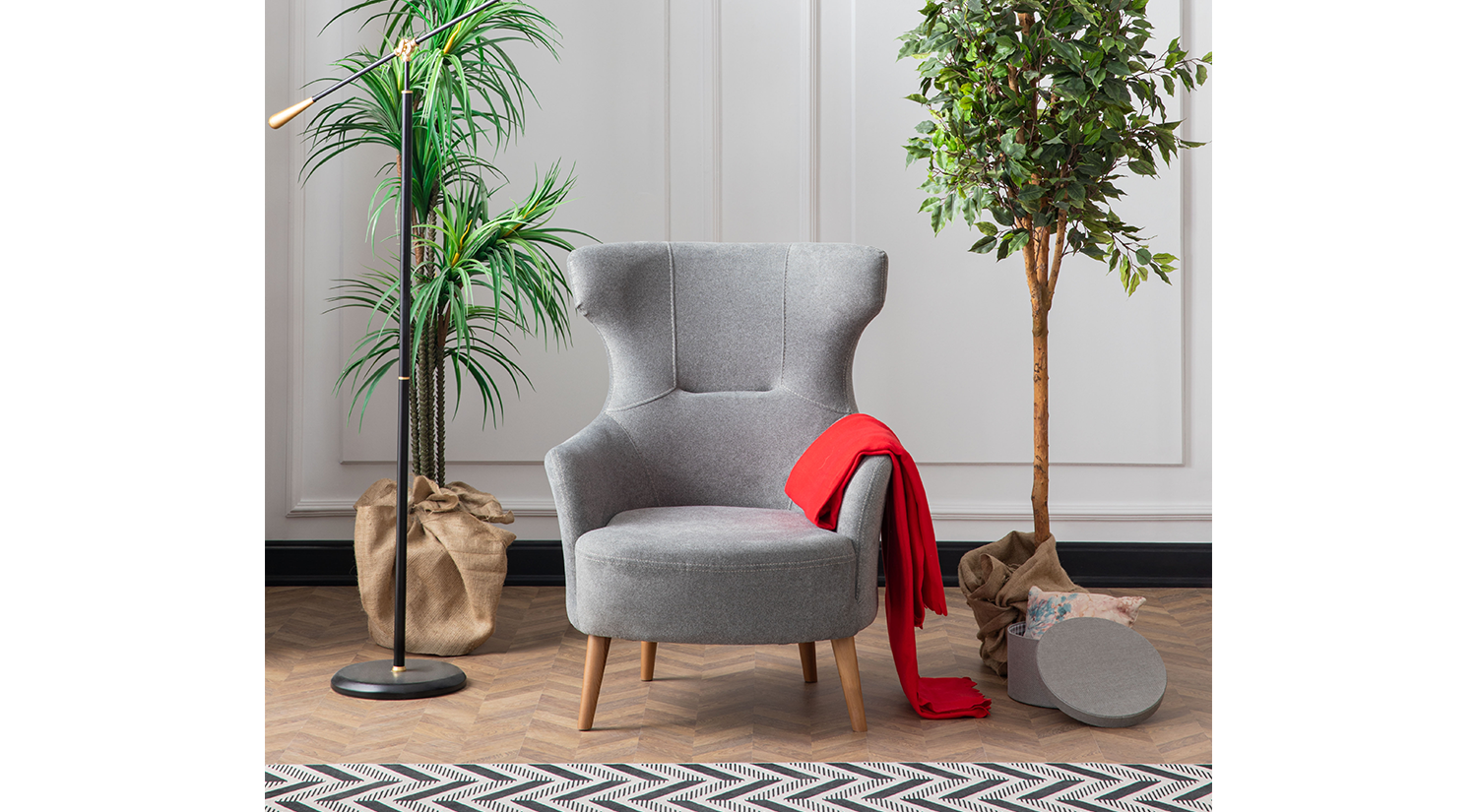 Milano Sofa Set - Red - Gray