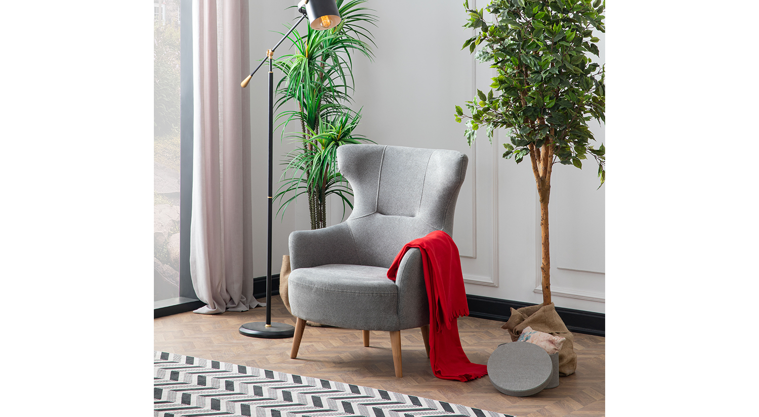 Milano Sofa Set - Red - Gray