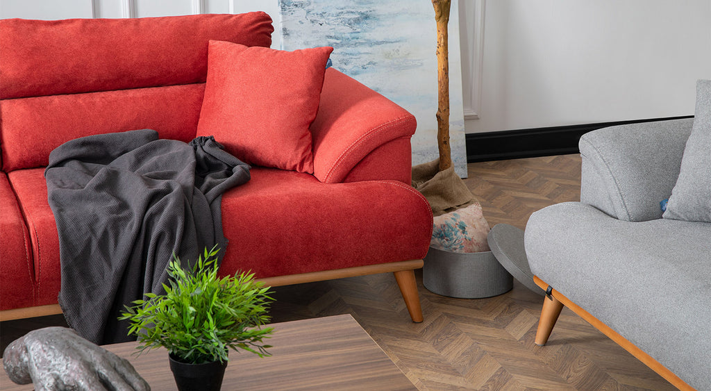 Milano Sofa Set - Red - Gray